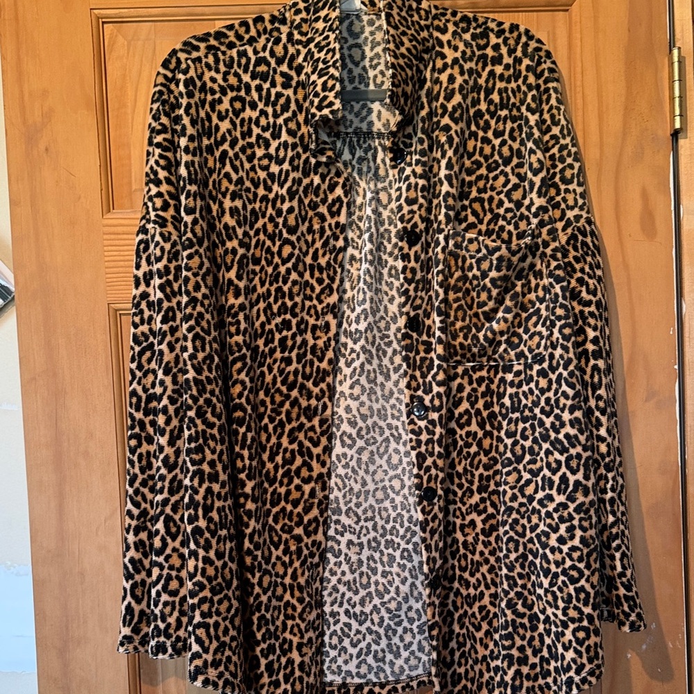 Leopard Print Button-Up Cardigan Sweater - Brown/Black